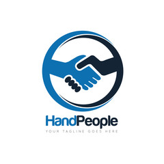 Sticker - people deal handshake logo and icon vector design template