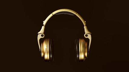 Gold Modern Headphones 3D illustration 3d render	