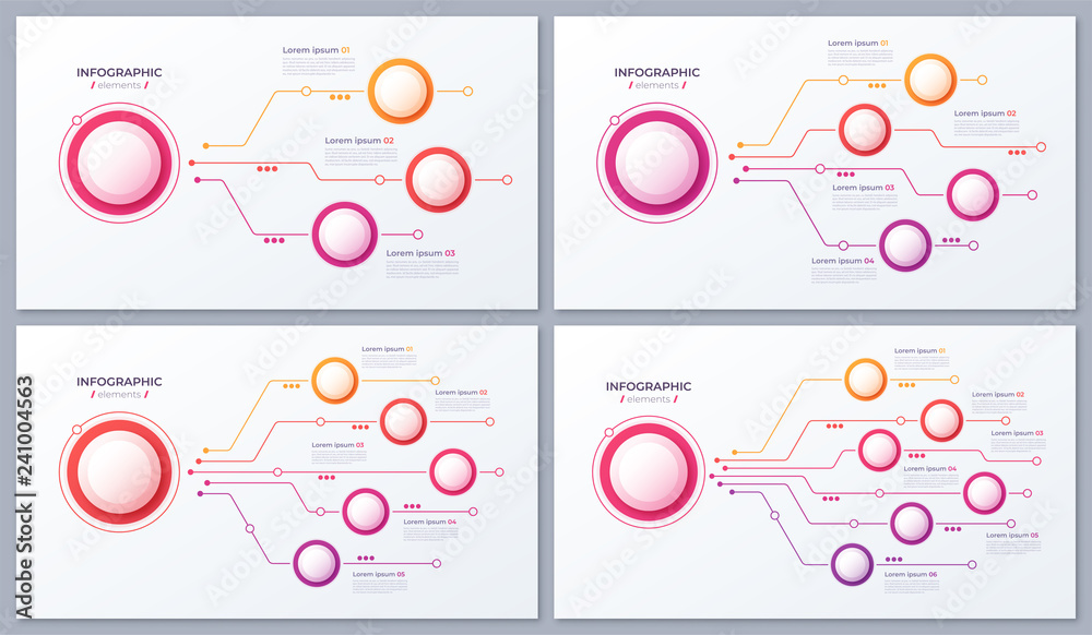 Vector 3 4 5 6 options infographic designs, structure charts, pr Stock ...