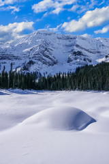 Wall Mural - A snow covered mountain on a clear blue winter day in the Canadian Rocky Mountains at Black Prince Cirque in Peter Lougheed Provincial Park, Alberta, Canada