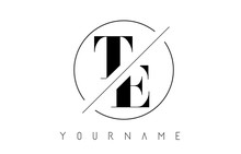 TE Letter Logo With Cutted And Intersected Design
