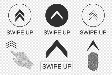 Poster - Swipe up buttons set. Application and social network icons. Vector illustration.