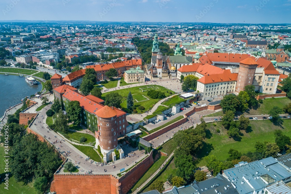 Obraz na płótnie Zamek Wawel z katedrą. Kraków, zdjęcie z drona w salonie