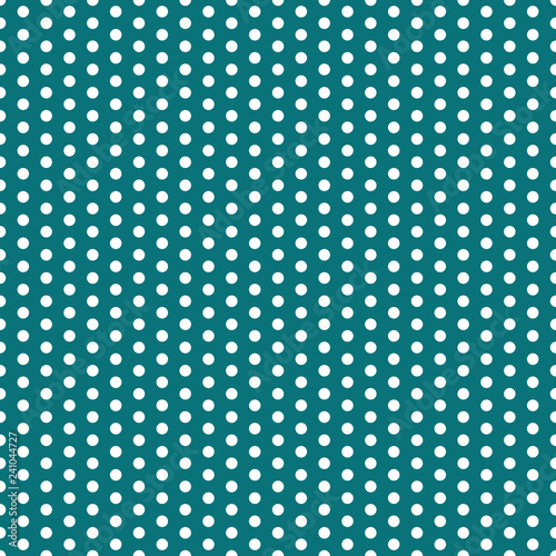 Cotton fabric Polka Dots Seamless Pattern - Large white polka dots on teal background