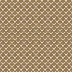 Wall Mural - Quatrefoil Seamless Pattern - Graphic tan and white quatrefoil or trellis design