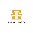 © putra_purwanto - Law symbol logo, scale justice and square vector icon