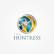 The Huntress Archery Elegant Logo Symbol With Metal Color