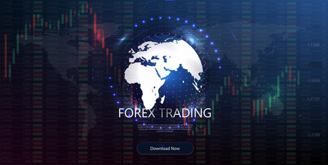 Leinwandbilder - Candlestick chart. Financial market growth graph. Forex trading and stocks investment business vector concept 