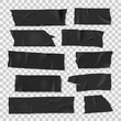 Insulating adhesive sticky black tape, realistic style set