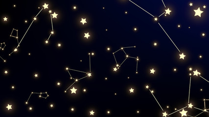Wall Mural - constellation map. gradient blue galaxy pattern. astronomical print. beautiful cosmic sky with many 
