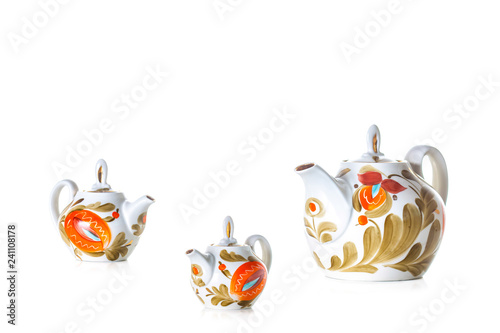 Decorative Teapots Isolated On White Background Ornamental Tea