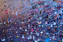 Wall Full Of Lovers Wishes At House Of Juliet Capulet In Verona In Italy / Writings On A Wall 