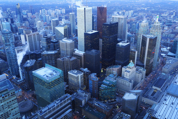 Wall Mural - Aerial of Toronto core at twilight