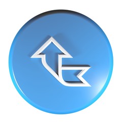 Poster - Blue circle push button arrow left and up - 3D rendering illustration