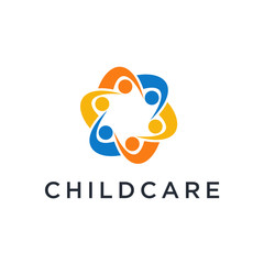 Poster - children logo. child care. kindergarten. pre school. icon. vector illustration. minimalist - Vector