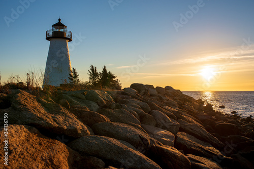 Fotografie, Obraz Ned Point Light in Mattapoisett, Mass. at sunrise