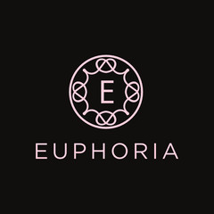 Poster - Premium linear shield monogram letter E logotype. Elegant crest leaf stamp icon vector logo. Luxury alphabet frame symbol. - Vector