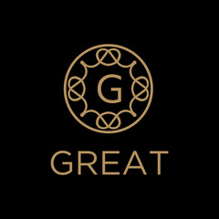 Poster - Premium linear shield monogram letter G logotype. Elegant crest leaf stamp icon vector logo. Luxury alphabet frame symbol. - Vector