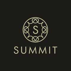 Poster - Premium linear shield monogram letter S logotype. Elegant crest leaf stamp icon vector logo. Luxury alphabet frame symbol. - Vector