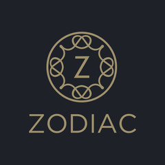 Poster - Premium linear shield monogram letter Z logotype. Elegant crest leaf stamp icon vector logo. Luxury alphabet frame symbol. - Vector