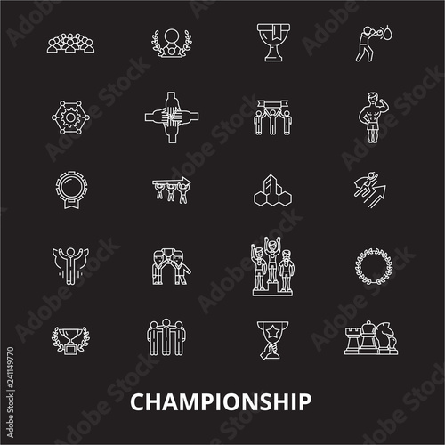 Fotografía Championship editable line icons vector set on black background
