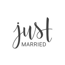 Handwritten Lettering Of Just Married On White Background