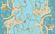 Baroque patch with golden chains and belts. Vector seamless pattern for scarf