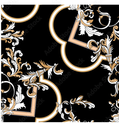 Dekoracja na wymiar  barokowy-wzor-z-listewkami-naszywka-wektorowa-do-druku-tkaniny-szalika