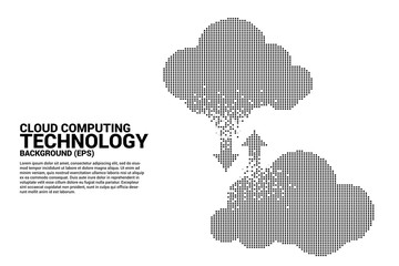 Poster - Cloud computing network technology pixel graphic style. Concept of cloud server, Storage and data transformation.