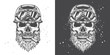 © artmarsa - noishablonshatterMonochrome vector illustration. Brutal skull biker motorcycle helmet with beard and moustache, with a cigar in his mouth.