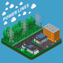 Electricity Power Isometric Composition 