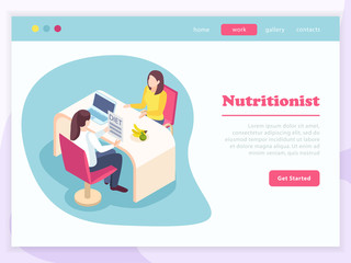 Sticker - Isometric Nutritionist Landing Page