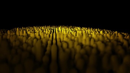 Poster - Abstract, yellow, small audio waves on black background. Abstract animation of volume sound vibrations.