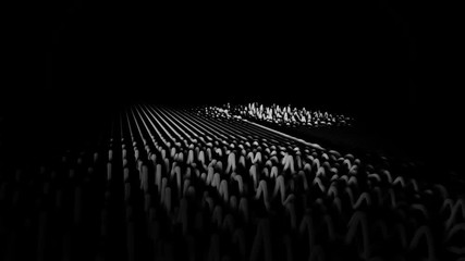 Poster - Abstract, monochrome rhythm wave lines on black background. Black and white equalizer vibration sound waves.