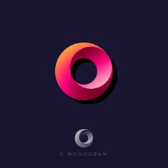 Poster - O letter. O monogram consist like vortex. Web, UI icon.