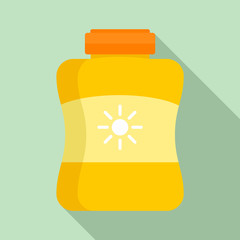 Poster - Sun protection cream jar icon. Flat illustration of sun protection cream jar vector icon for web design