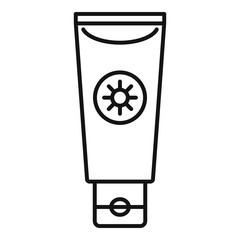 Poster - Sun lotion tube icon. Outline sun lotion tube vector icon for web design isolated on white background