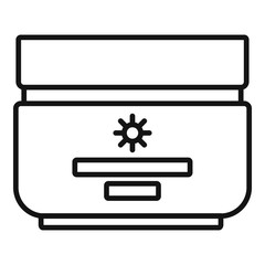 Poster - Sun cream protect icon. Outline sun cream protect vector icon for web design isolated on white background