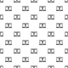 Poster - Laptop video chat pattern seamless vector repeat geometric for any web design
