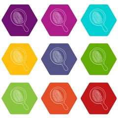 Poster - magnify icons 9 set coloful isolated on white for web