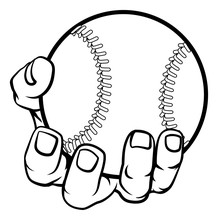 A Strong Hand Holding A Baseball Ball. Sports Graphic