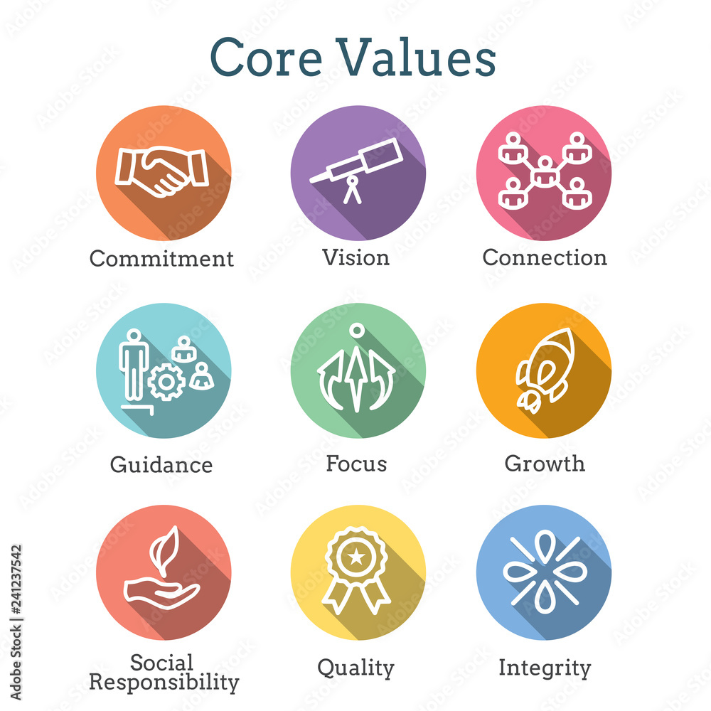 Core Values Outline / Line Icon Conveying Integrity - Purpose Stock ...