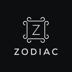 Poster - Premium linear shield monogram letter Z logotype. Elegant crest leaf stamp icon vector logo. Luxury alphabet frame symbol. - Vector
