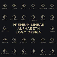 Poster - Premium linear shield monogram logotype. Elegant crest leaf stamp icon vector logo. Luxury alphabet frame symbol. - Vector