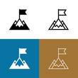 Mountain Peak With Flag Icon Set
