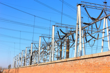 Wall Mural - Electric power equipment in a substation