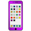 © ecummings00 - Pixel 8 bit drawn purple cell phone with generic apps on the screen