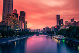 Fototapeta  - Beautiful sunset along the Yarra River in Melbourne city.