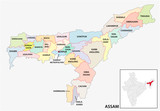 Fototapeta Mapy - administrative and political map of indian state of Assam, india