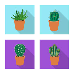 Wall Mural - Isolated object of cactus and pot sign. Collection of cactus and cacti stock symbol for web.